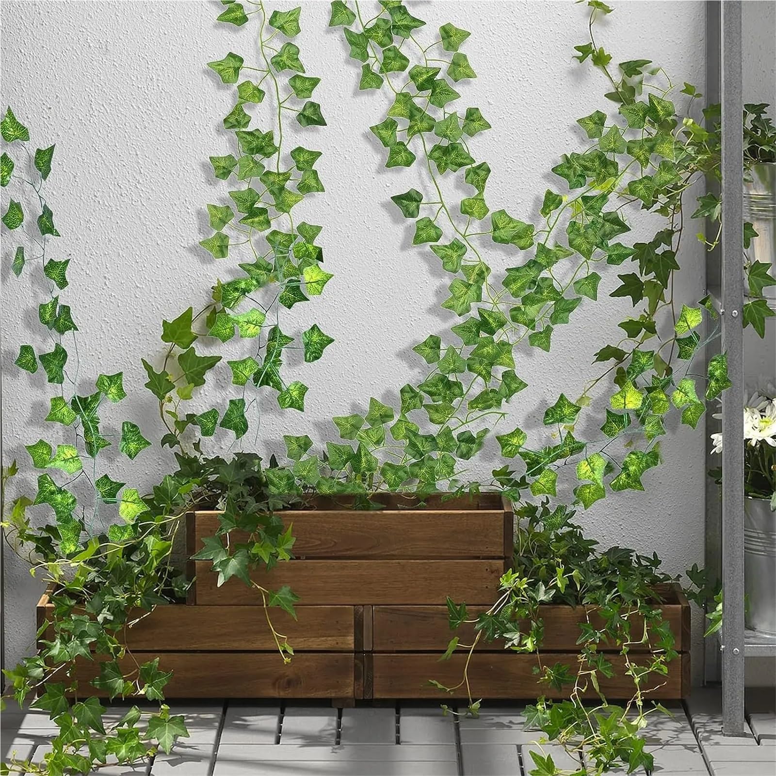 Enredadera Artificial Guirnalda de Hiedra Artificial Hojas Verdes, Enredadera ratán, Plantas Falsas, guirnaldas Colgantes for jardín, Boda, Fiesta, decoración del hogar(C,50M (25 String))