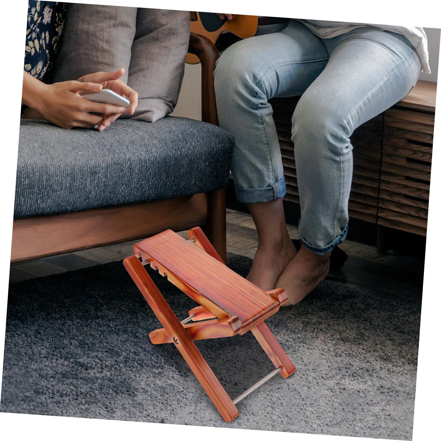BESPORTBLE Sgabello in Legno per Chitarra Poggiapiedi Pieghevole Regolabile per Musicisti Supporto per Chitarra Classica e Acustica