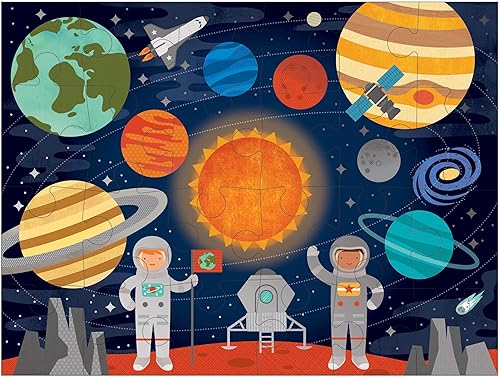 Miniatura 2 de Petit Collage Rompecabezas grande de piso para niños, rompecabezas completo del espacio exterior mide 18 x 24 pulgadas, es una gran idea de regalo