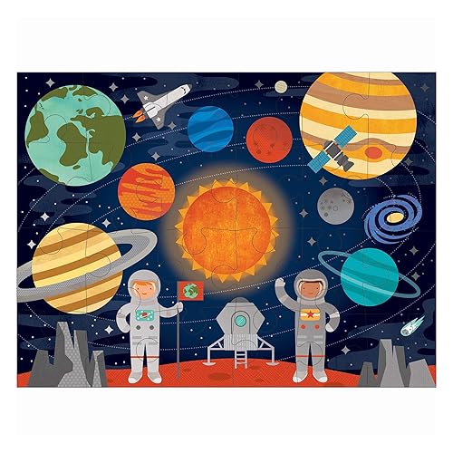 Miniatura 2 de Petit Collage Rompecabezas grande de piso para niños, rompecabezas completo del espacio exterior mide 18 x 24 pulgadas, es una gran idea de regalo
