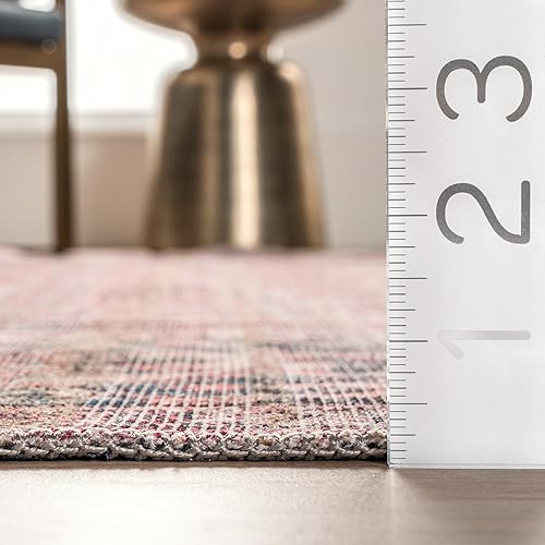 Miniatura 7 de nuLOOM Katie Alfombra de pasillo con borde envejecido, lavable a máquina, 2 pies 8 pulgadas x 8 pies, color óxido