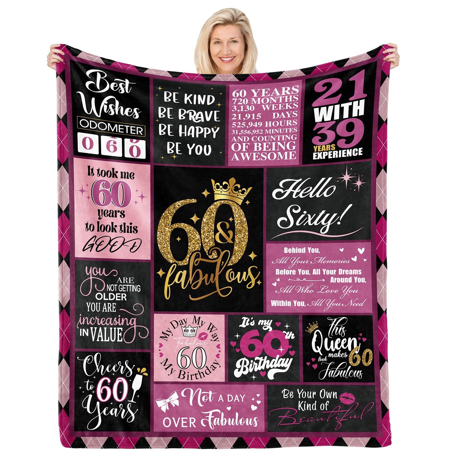 CAPRIFIC 60th Birthday Gifts for Women, Ladies Womens 60th Birthday Gifts Blankets, Gifts for 60th Birthday Woman, 60th Birthday Decorations for Women Sister