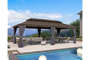 PURPLE LEAF 12x24 Sturdy Aluminum Frame Hardtop Gazebo