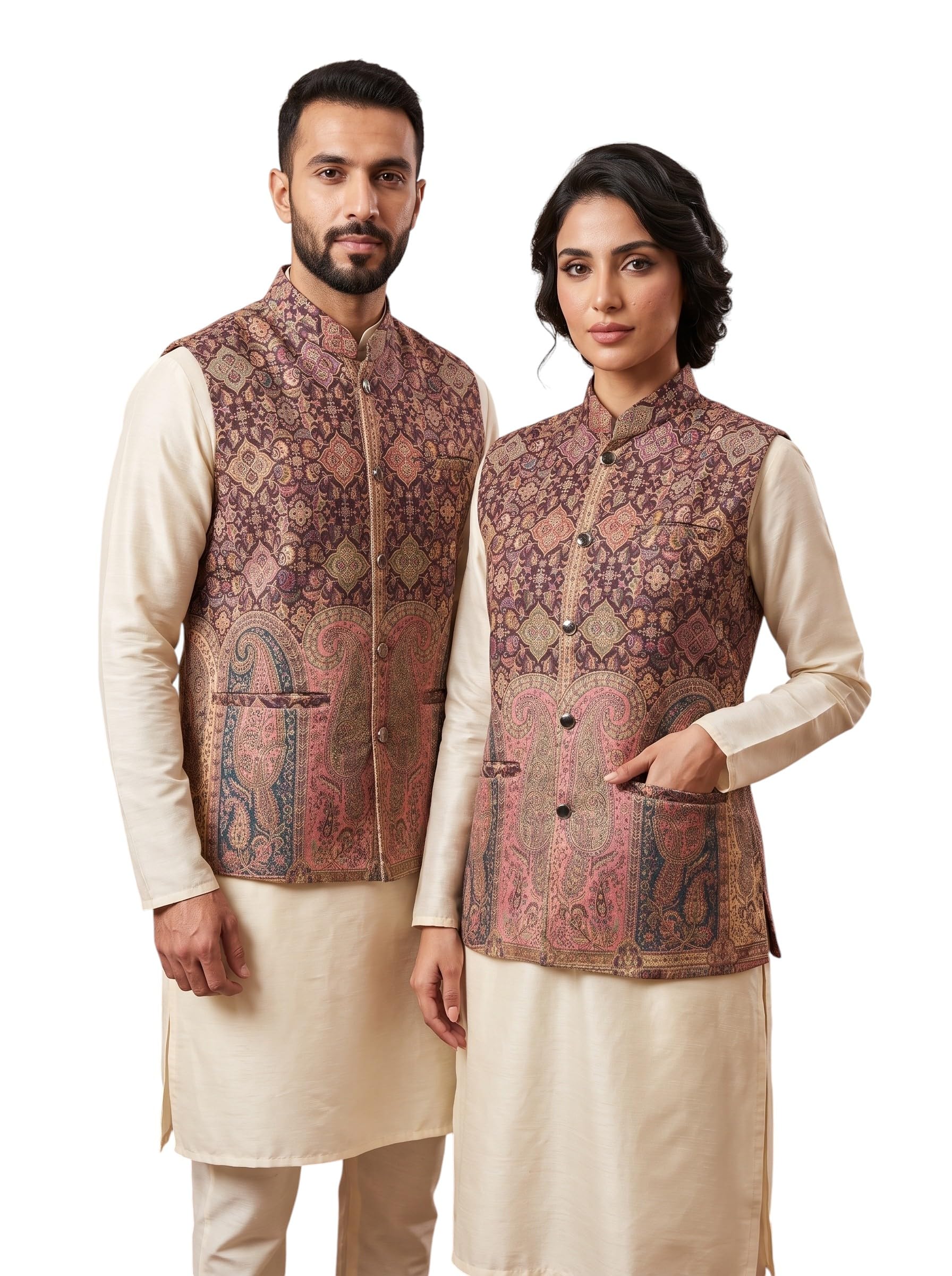 Premium Unisex Kashmiri Kani Waistcoat for Men & Women | Woven Paisley Wool Blend Indo Western Nehru Jacket | Designer Ethnic Sleeveless Vest-picture-18