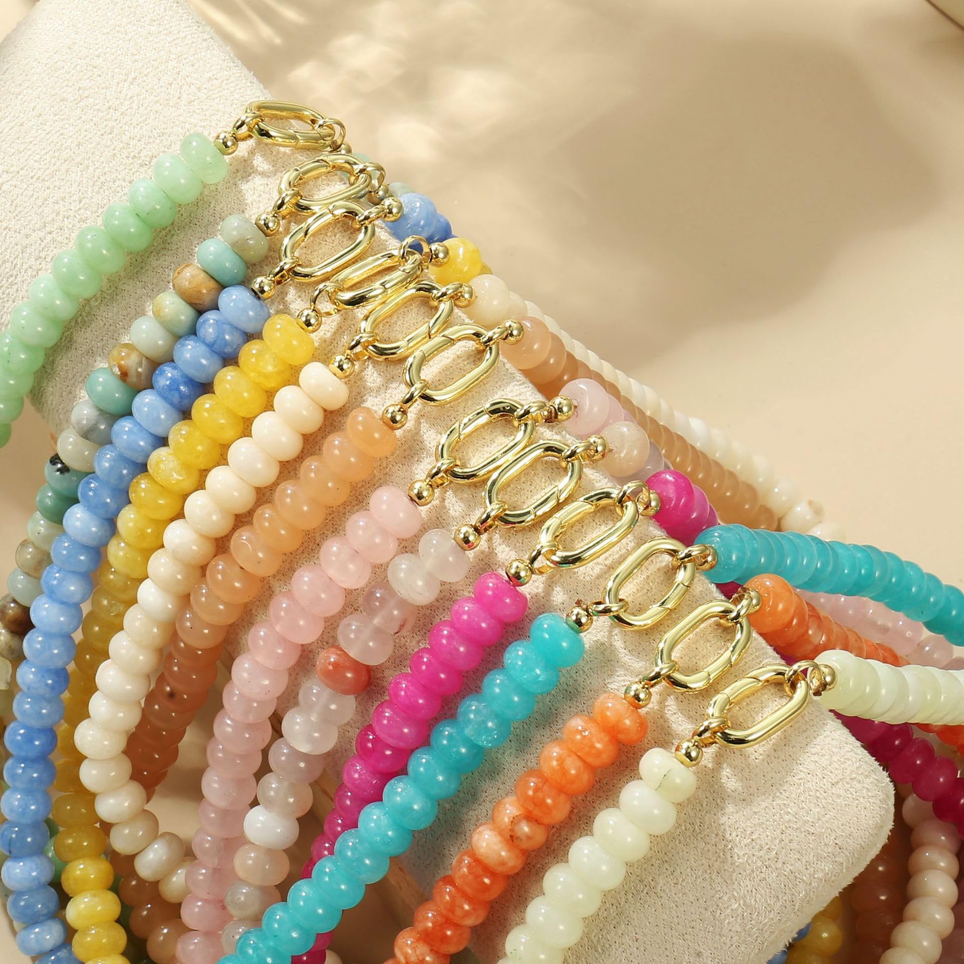 Collana con perline da donna, stile boho, pietra preziosa naturale, girocollo fatto a mano, gioiello estivo minimalista regalo