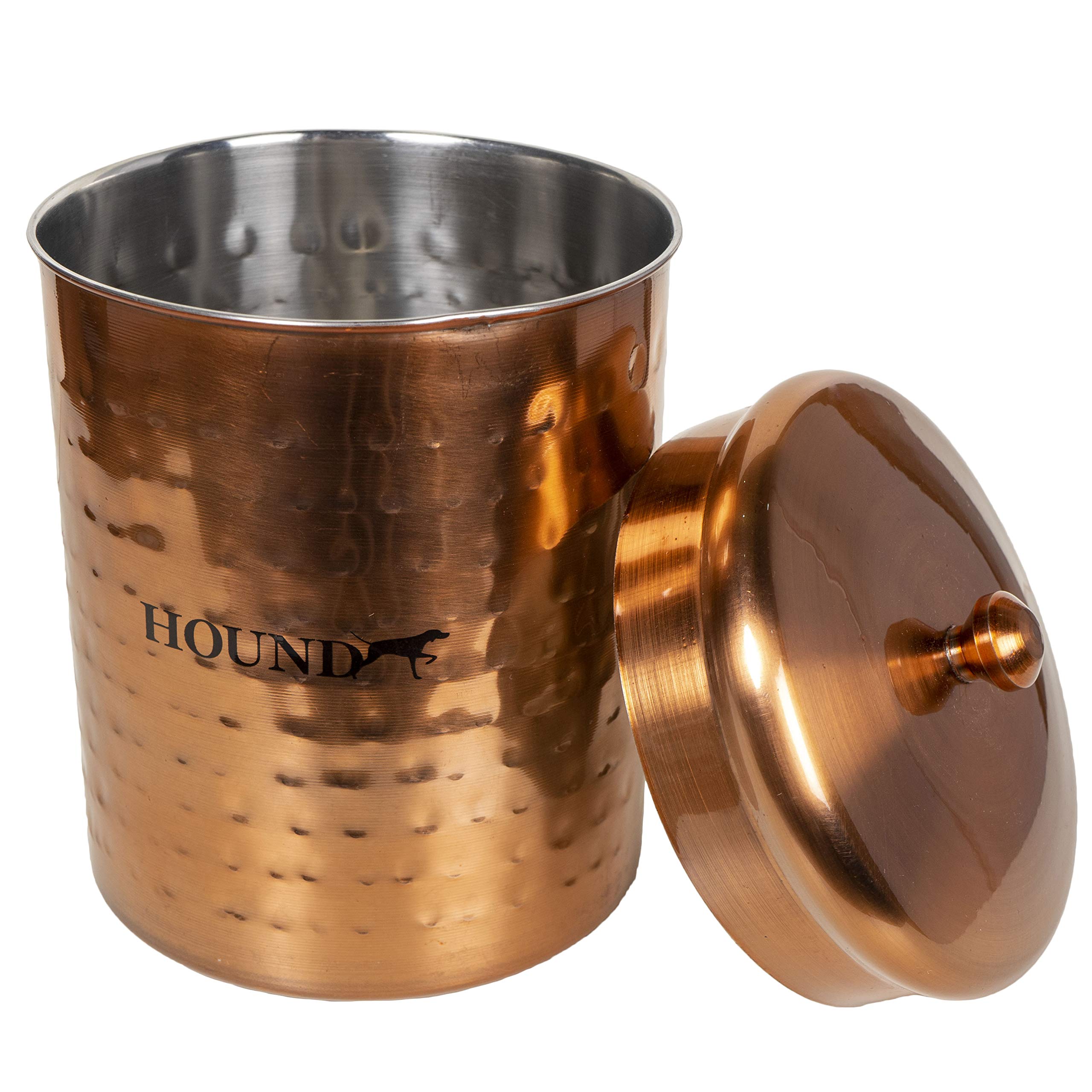 Hound Stainless Steel Pet Treat Jar Hammered Antique Copper Treat Cannister, M, 350 g - Image 2