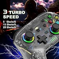 Vista 4 de arVin Switch Controller, Wireless Switch Pro Controllers for SwitchLiteOLEDPS4PS3PCiOSAndroid Remote Gaempad Joystick with 9-Colors RGB Light6-Axis