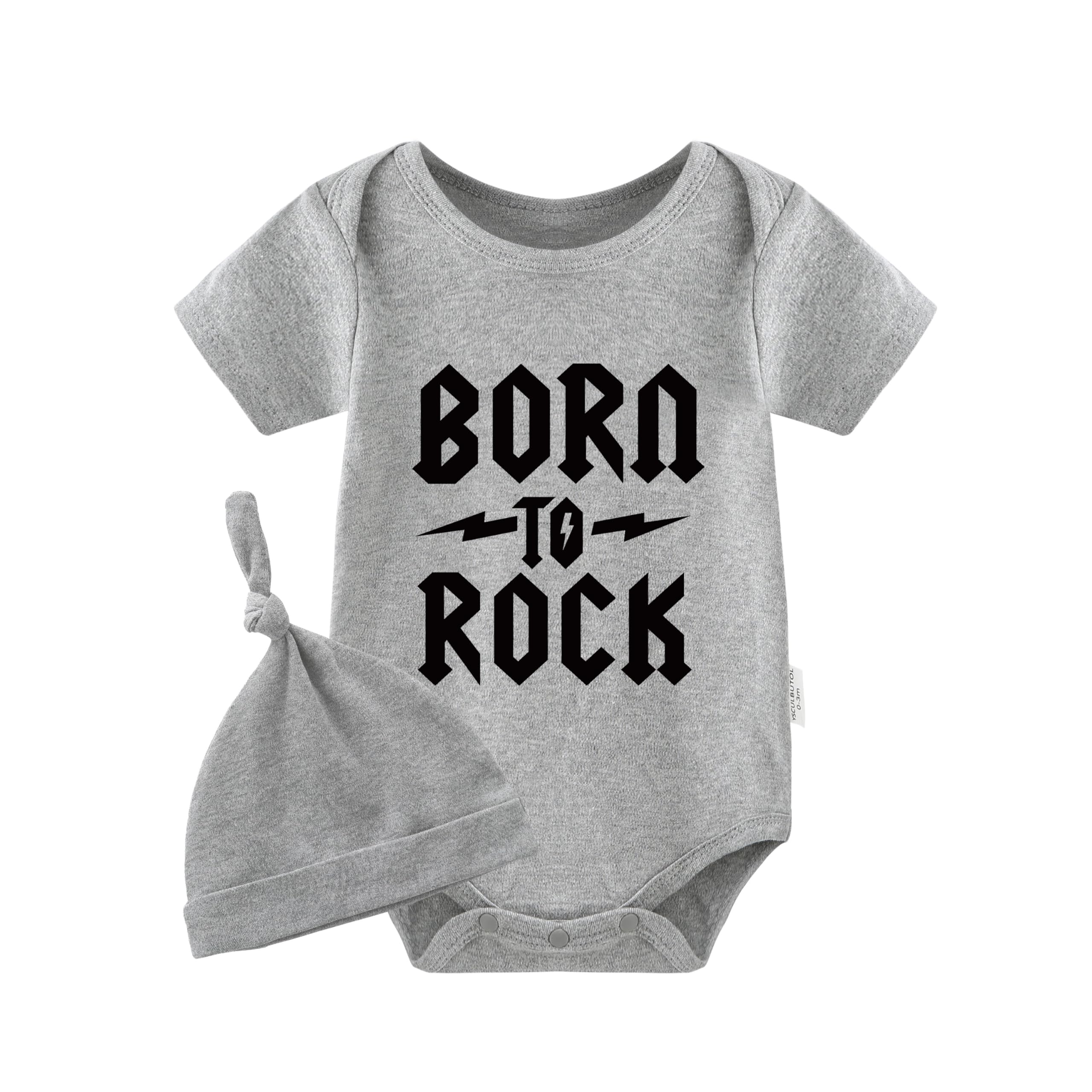 Dziecięce śpioszki dla bliźniaków Born To Rock Fun body dla chłopców i dziewczynek, prezent z krótkim rękawem, odzież bliźniaczka, z kapeluszem