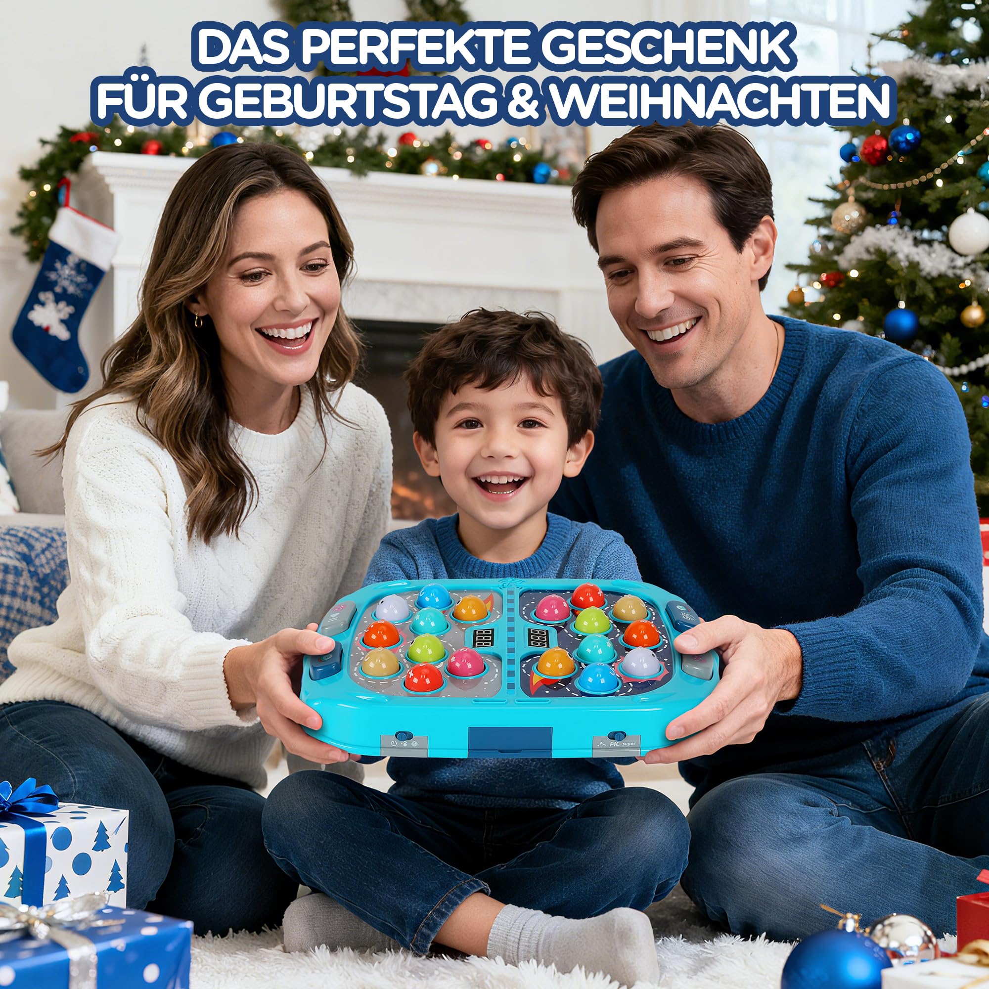 Whack-a-Mole Game for Kids ab 3 Jahren, Schlagspiel mit 18 Leuchtzielen, 2 Hämmern, 3 Spielmodi, 9 Geschwindigkeitsstufen, Reaktionsspiel mit Licht & Sound, Geschicklichkeitsspiel für Jungen & Mädchen