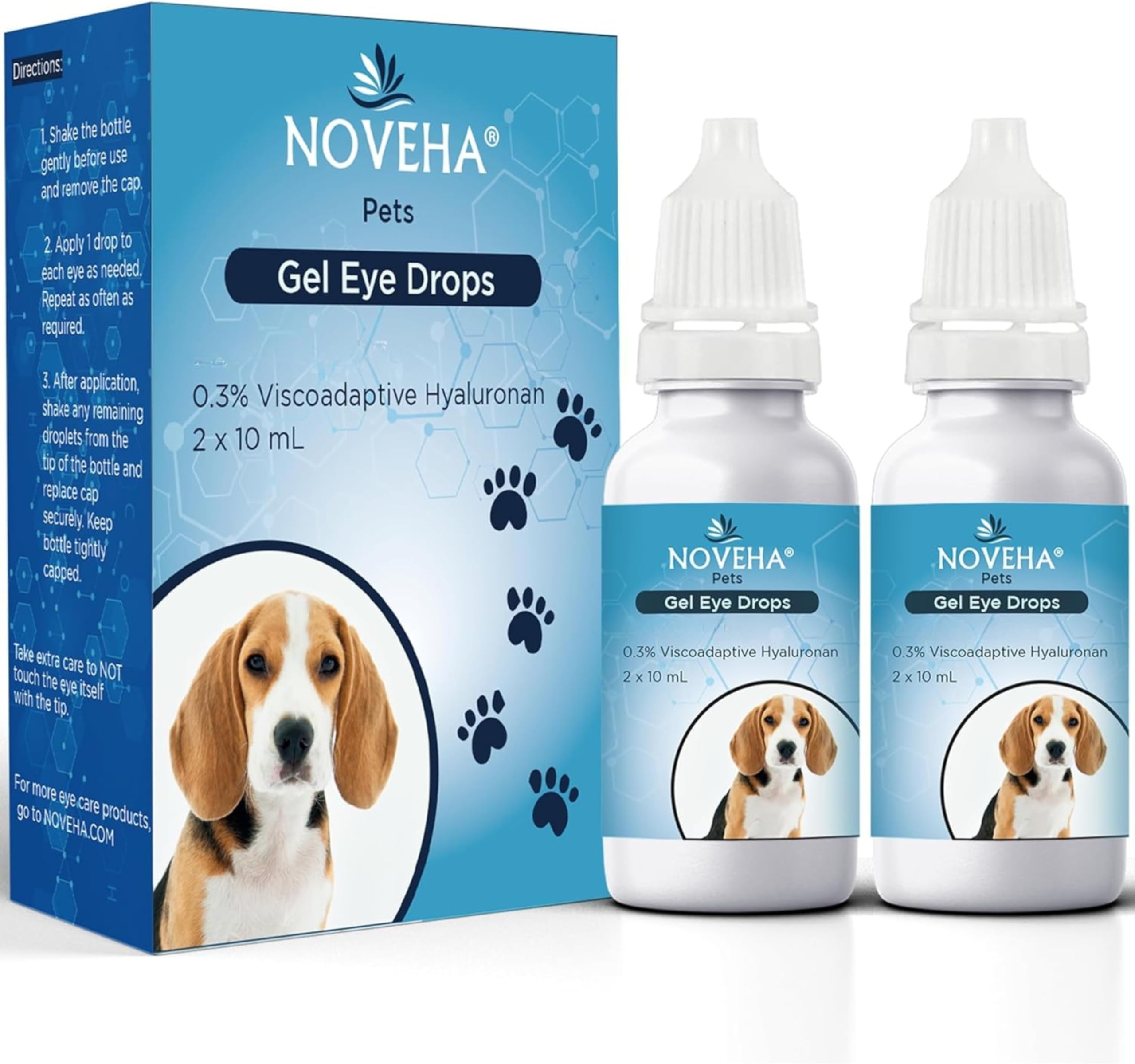 Pet Gel Drops with 0.3% Hyaluronan | Long-Lasting Moisturising Gel for Dogs & Cats | Helps Maintain Eyelid Surface Hydration & Comfort | Preservative-Free Formula | 2 x 10mL