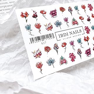 IBDI Flower Nail Decals / Sliders #527 for Manicure or Pedicure, Decal for Nails, Slider for Manicures and Pedicures, Nail Art