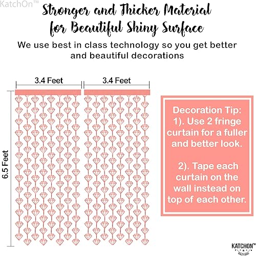 Miniatura 5 de KatchOn, Serpentinas de diamantes de oro rosa de 6.5 pies, paquete de 2  Fondo de oro rosa, decoraciones de despedida de soltera, fondo de flecos de