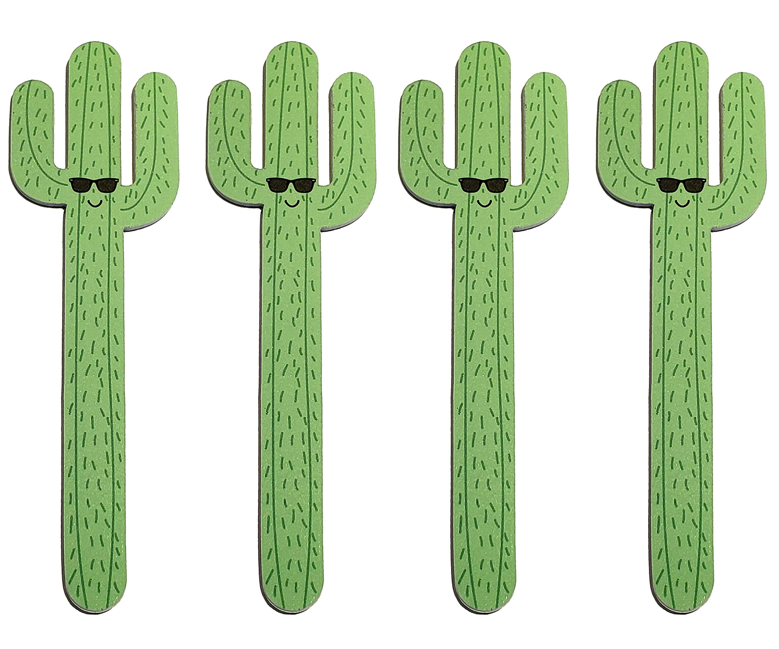 Cute Cactus Nail Files, Sunglasses Guy, 4pcs Double-Sided Emery Board Set