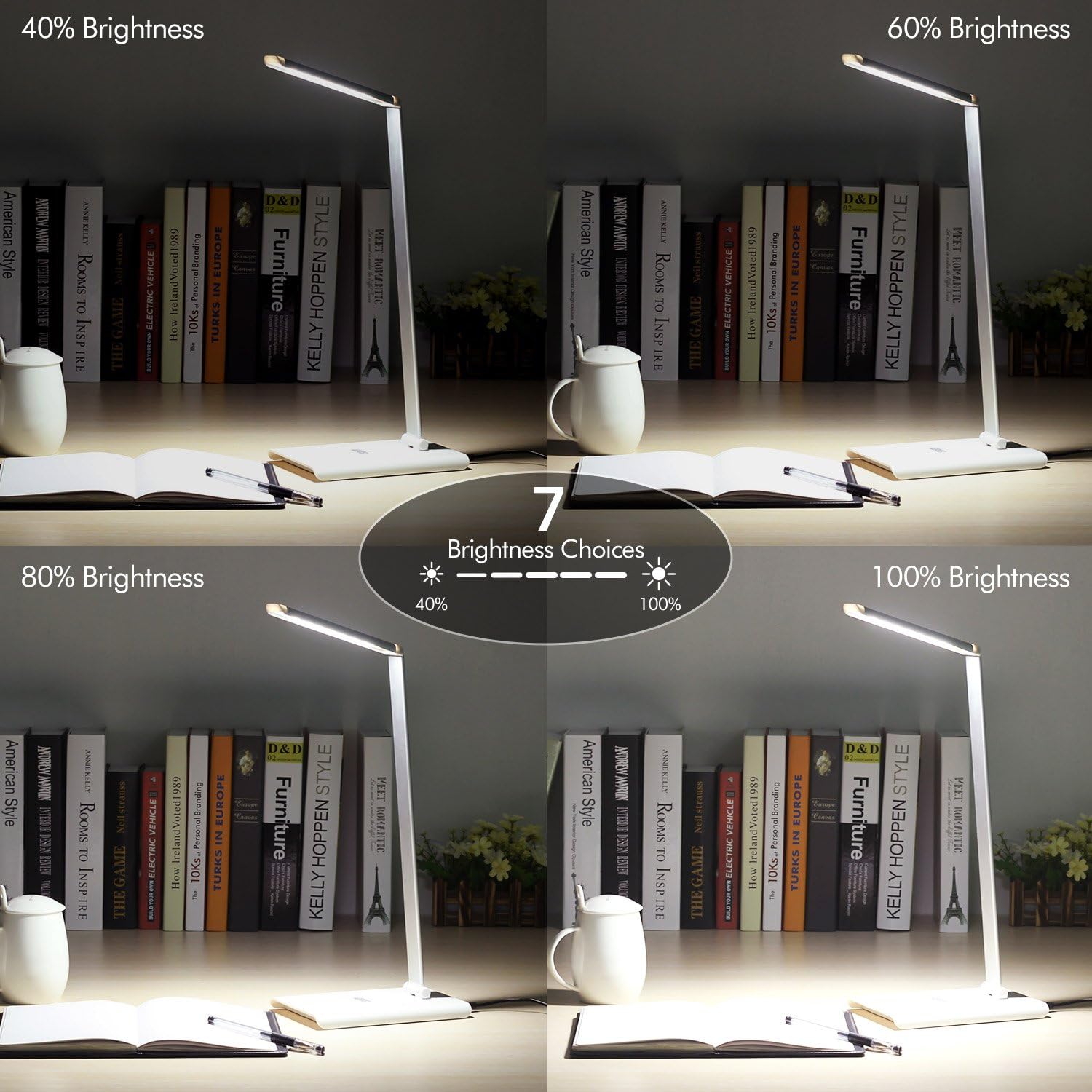 Dimmable Desk Lamp - Daffodil LEC250 9W Dorm Room Study Lamp for College Students