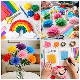 3 Otters 150 Sheets Tissue Paper, 14x20 Inch Tissue Paper for Gift Bags 30 Colors Gift Wrap Supplies Bulk for Crafts Party Decorations Art Projects