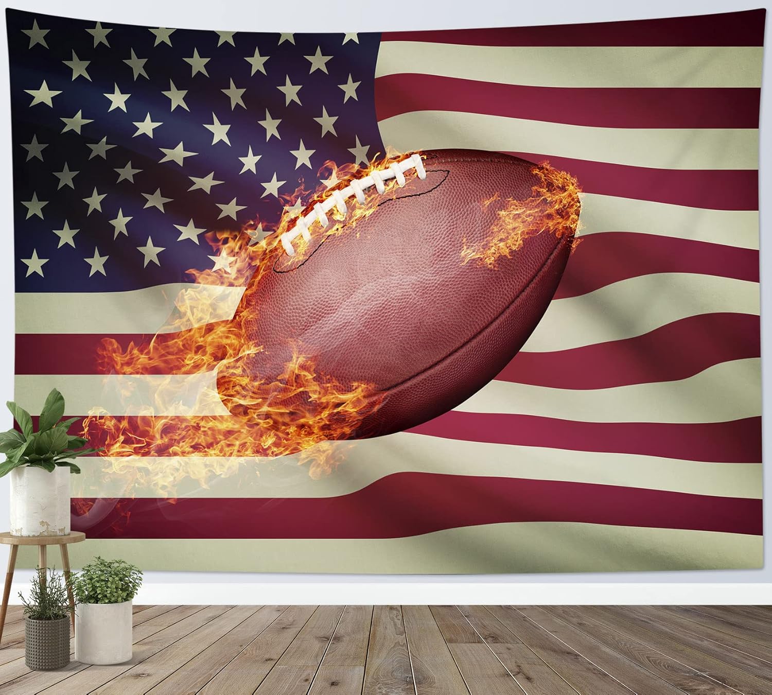 HVEST American Flag Football Tapestry Wall Hanging Sports