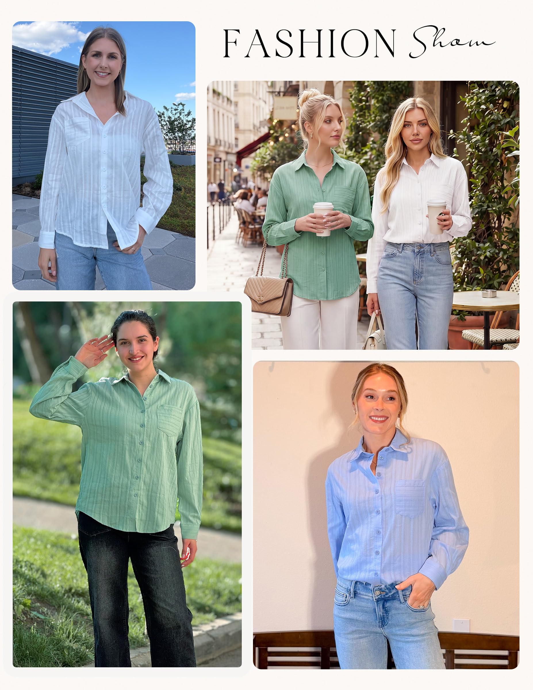 GRACE KARIN Bluse Damen 100% Baumwolle Lässig Button Down Shirts Oberteile
