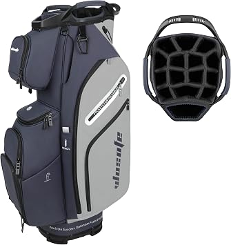 Golf Cart Bag PU Leather Lightweight Men Women Blue White Black Green Multiple 10 Pockets 14-Way Dividers Adjustable Strap Cooler Pouch Handles Rain Cover