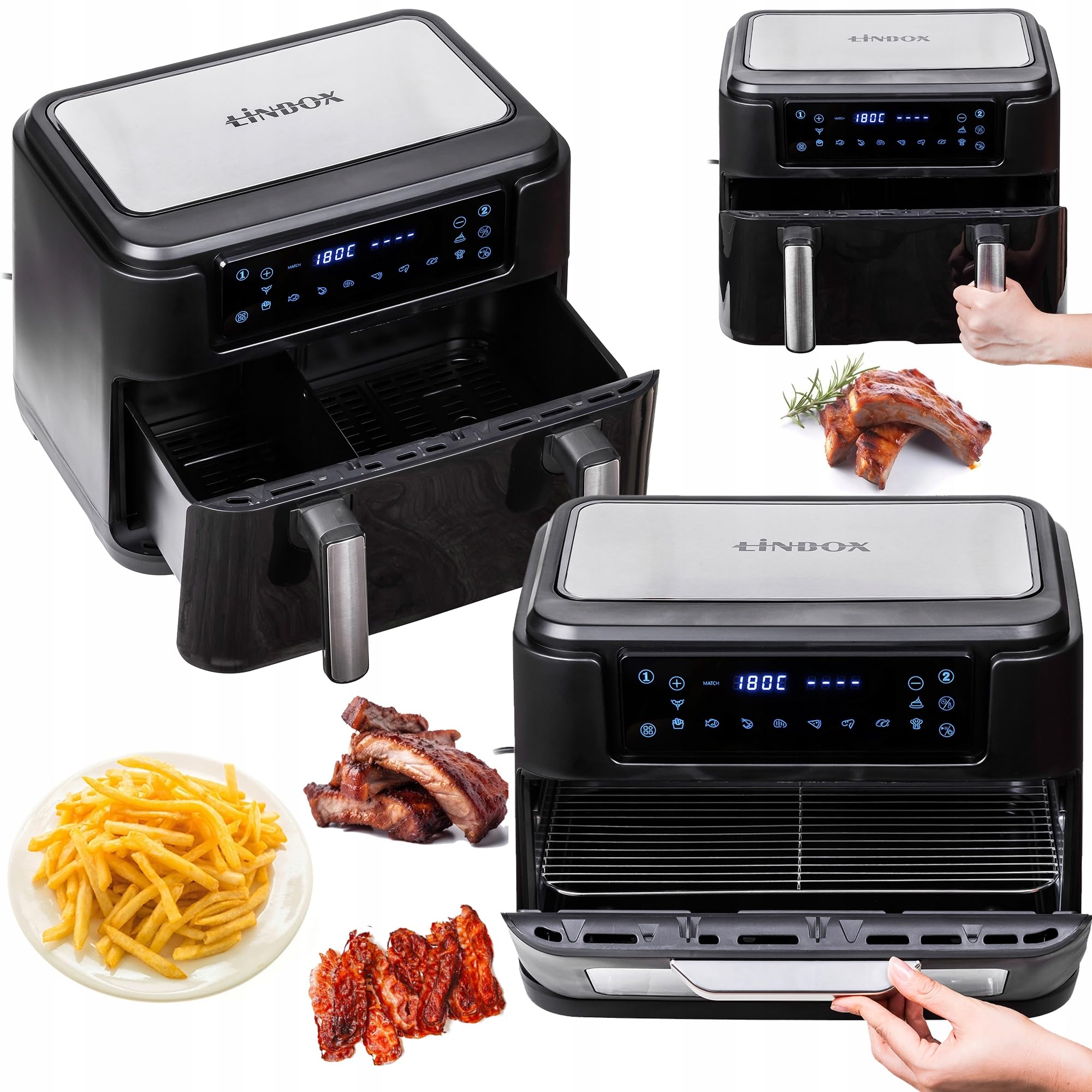 PIEKARNIK FRYTKOWNICA BEZTŁUSZCZOWA 2 KOSZE 8L/2500W 4 URZĄDZENIA W 1