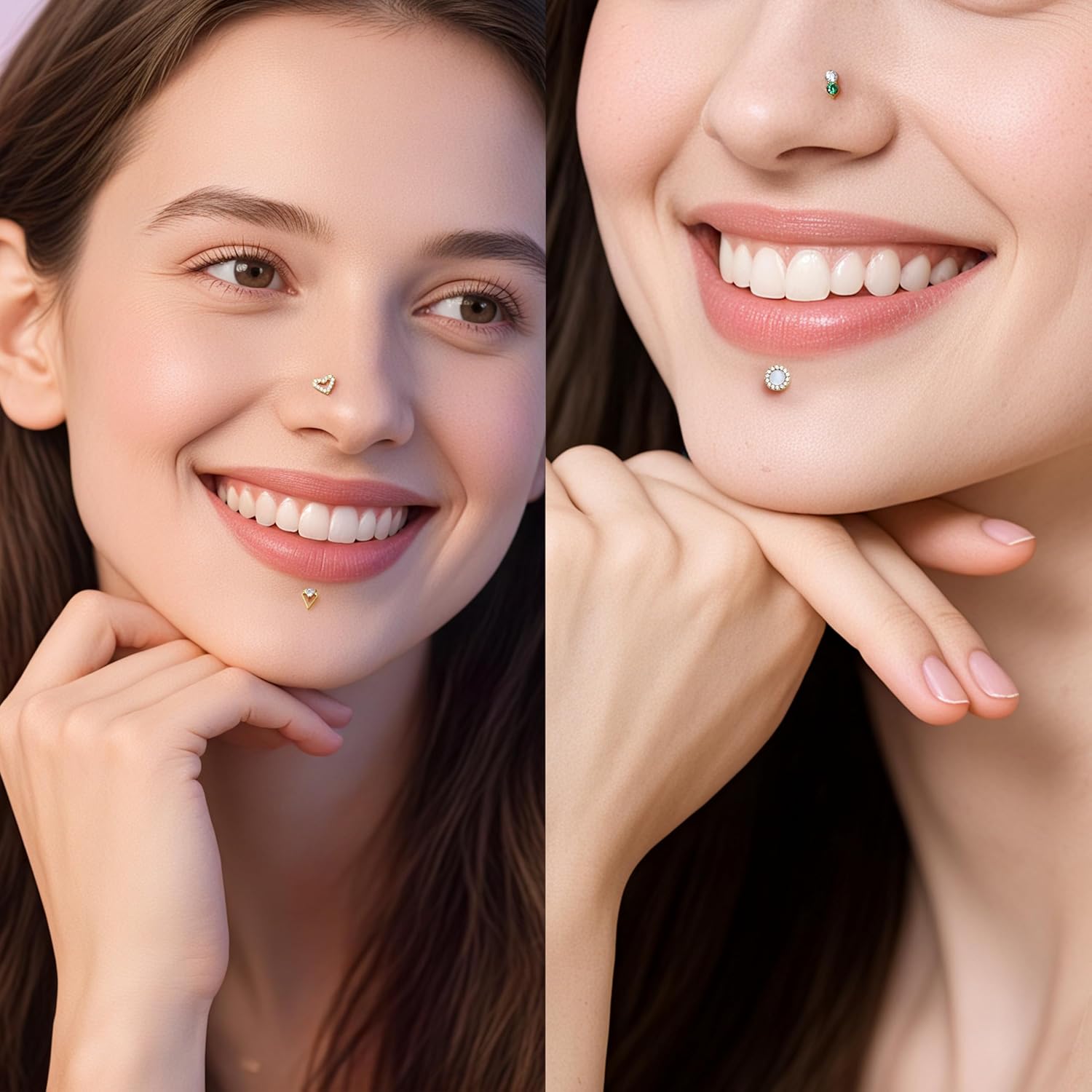 limerencia 18G Titanium Body Piercing Jewelry, 2PC Hypoallergenic Internally Threaded Flat Back Stud Earrings for Tragus/Nose/Helix/Conch/Lip/Labret/Cartilage Earrings for Women Men - Image 4