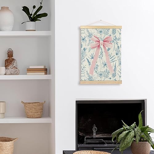 Miniatura 3 de BCUANGD Coquette Room - Arte de pared con lazos de moda Preppy para decoración de pared con marcos de madera, decoración de lienzo retro con flores