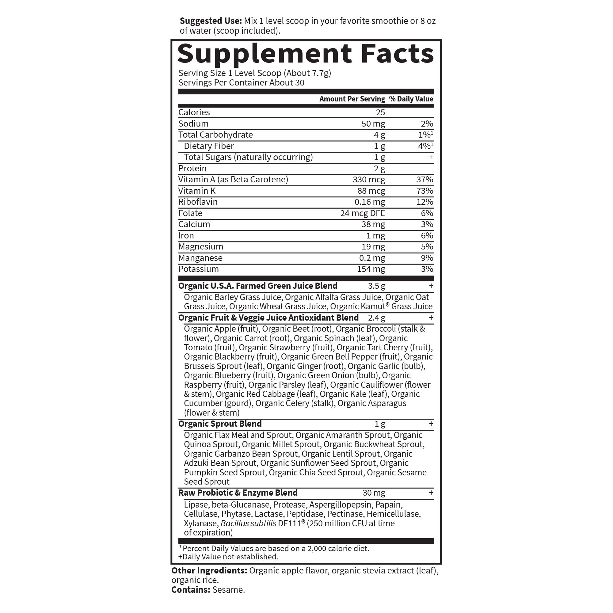 Garden of Life Raw Organic Perfect Food Apple Superfood Powder, 30 Servings — Amazon image 5