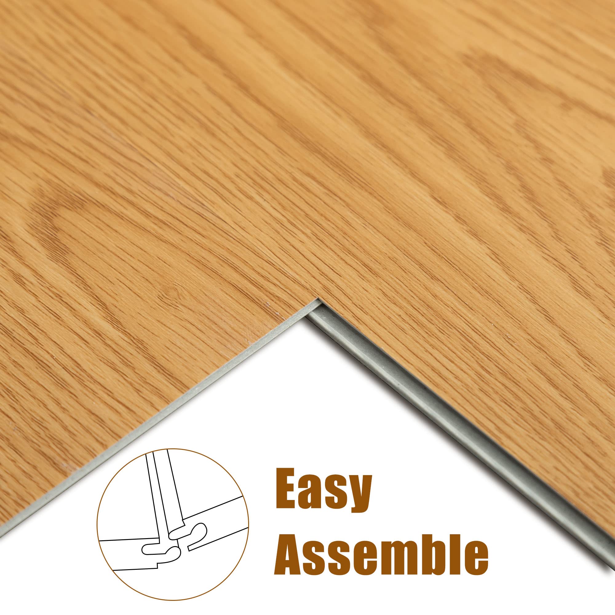 MIRUO SPC Vinyl Plank Flooring 9 Pieces Easy DIY Luxury Vinyl Flooring Tiles Wood Look Water Proof Surface Rigid Core Natural 48 * 7 * 0.2 inch