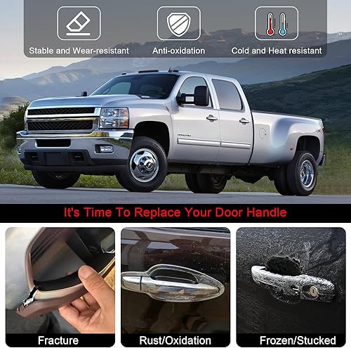 Miniatura 3 de FAERSI Manija de puerta exterior delantera izquierda lado del conductor con orificio de llave de repuesto para Chevrolet Silverado 2014 2015 2016