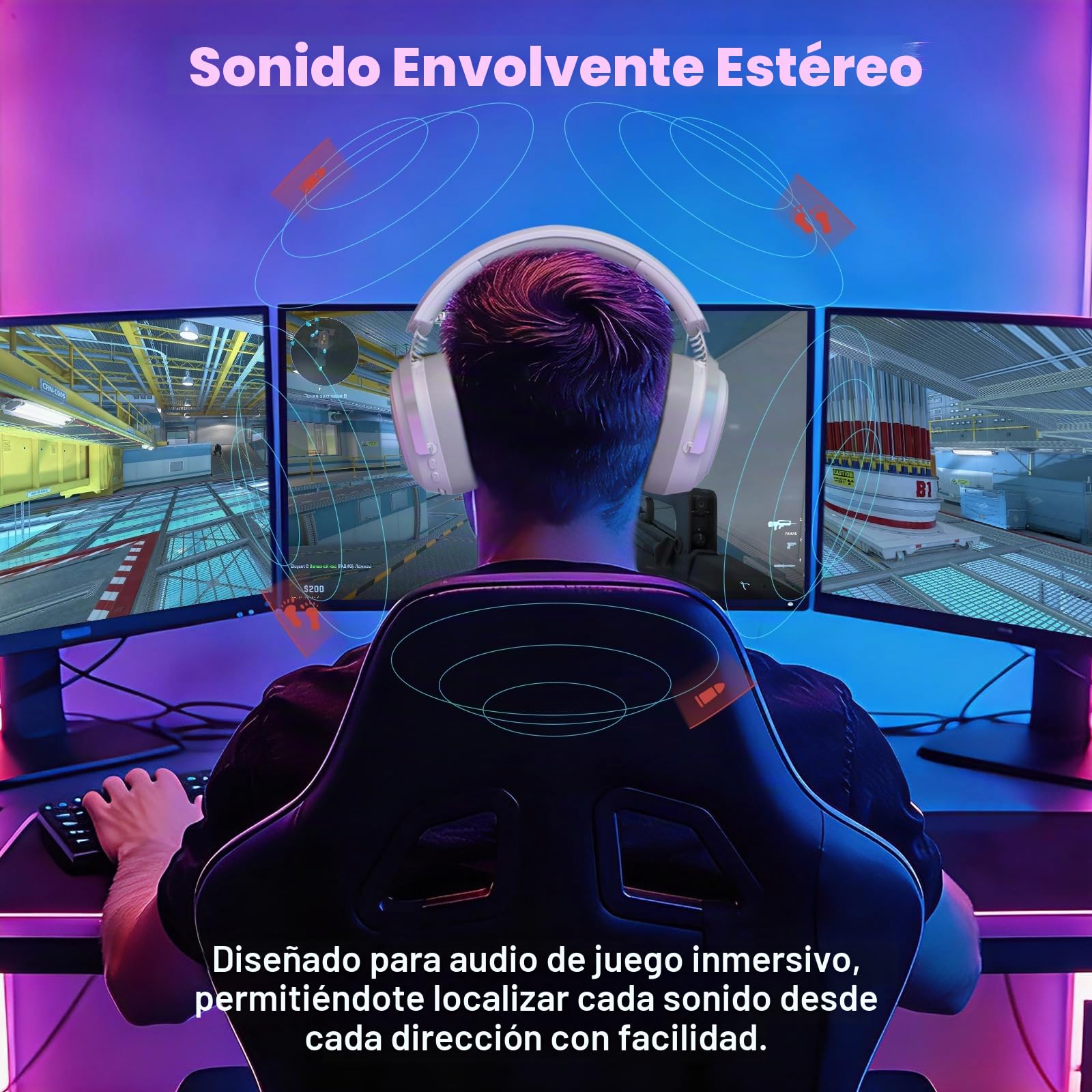 ATTACK SHARK G800 Auriculares Gaming Inalámbricos, Batería 1000 mAh, Micrófono Desmontable, Marco de Aleación de Aluminio, Sonido Surround 3D, Latencia 20 ms, Drivers 50 mm (Blancos)