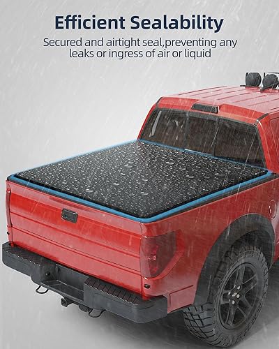 Miniatura 2 de Cubierta Tonneau para caja de camioneta plegable cuádruple compatible con Ford F-150 2015-2023, cuatro fundas plegables para Ford F150 2015 2016