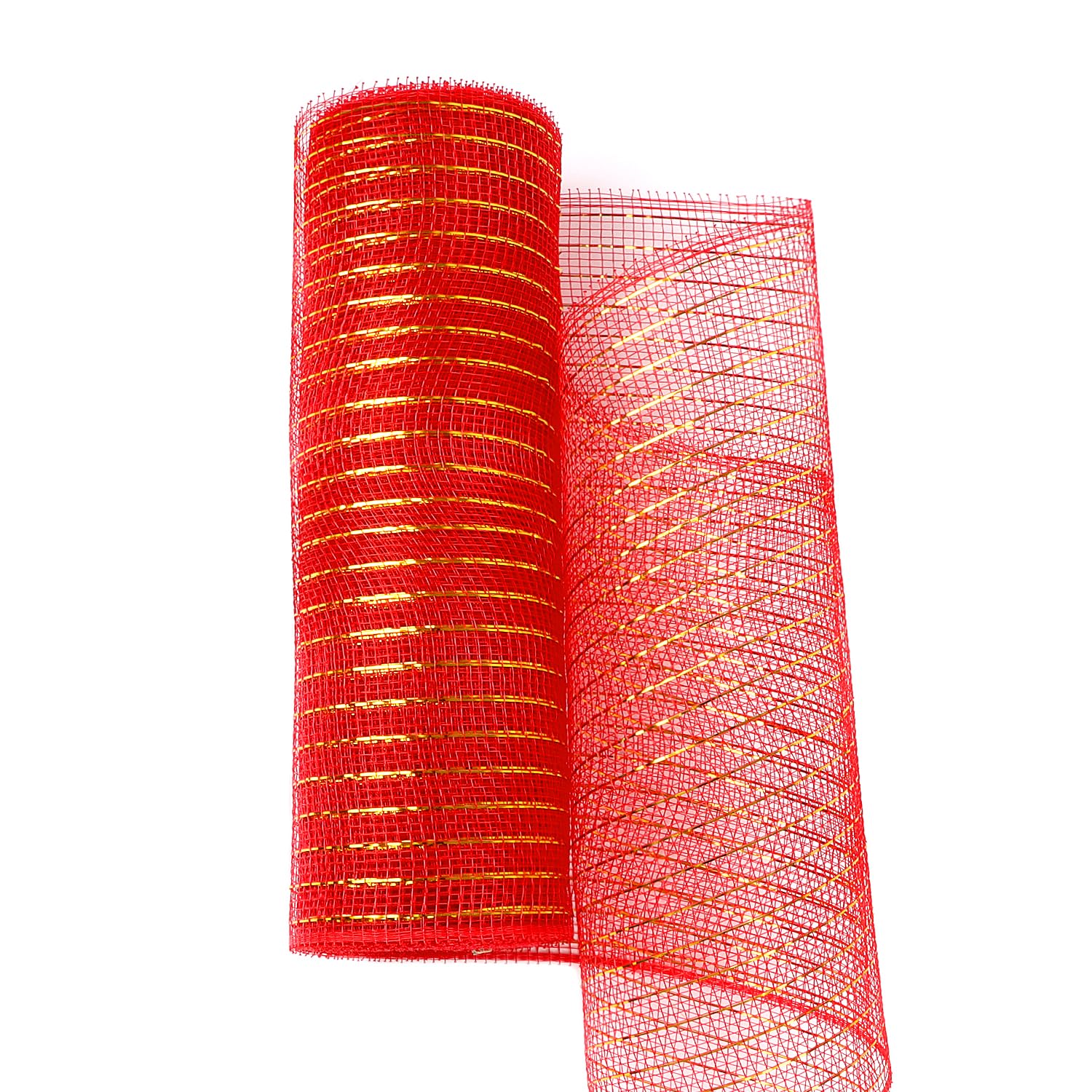 Veylin Red Christmas Deco Mesh Ribbon Roll, 26 Cm X 9.14 M, Christmas Ribbon For Tree Decorating And Wreaths Garland Holiday Tree Decoration