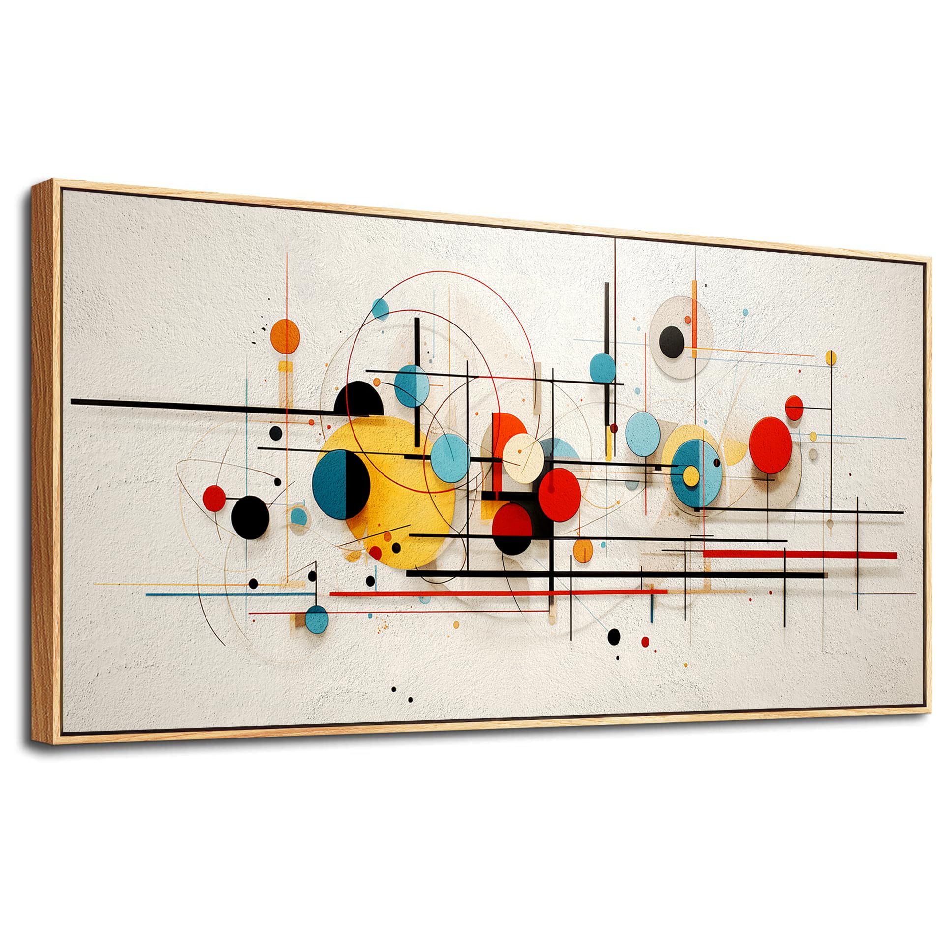 hyidecorart Wood Framed Canvas Wall Art For Living Room Large Wall Decorations For Bedroom Room Office Wall Decor Color Line Color Block Abstract Wall Painting Prints Pictures Artwork Home Decor