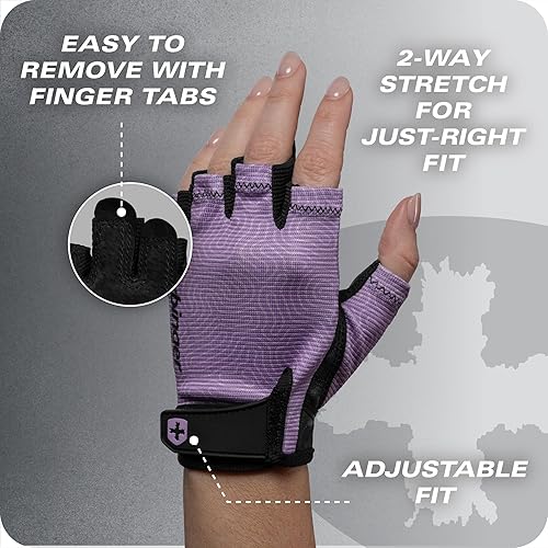 Miniatura 7 de Harbinger Power Gloves 3.0 - Durable Half Finger Weightlifting Gloves with Adjustable Wrist Closure, Breathable Leather Palm, Small, Women's