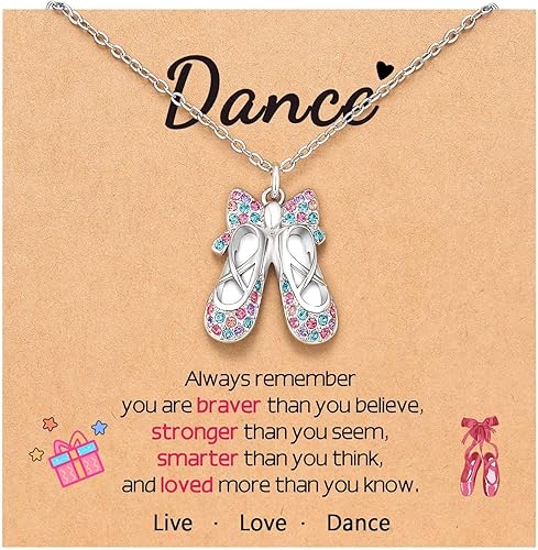 ORISPRE Ballerina Necklace Gifts for Girls, Dance Recital Gifts for Girl Birthday Graduation Christmas Gifts, Jewelry for Girls