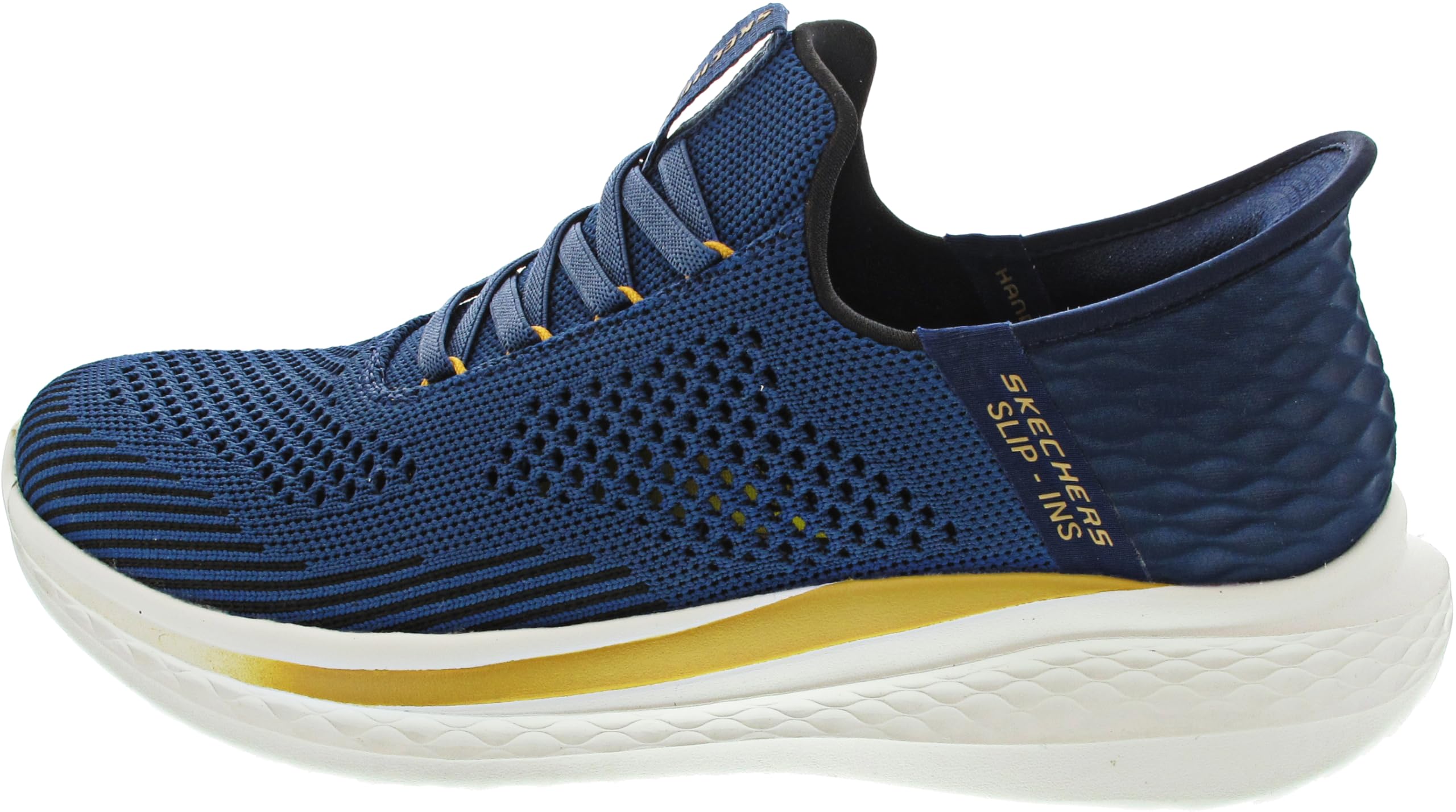 Skechers Men's Slade Quinto Slip-On Sneakers, Blue Knit, 12 UK
