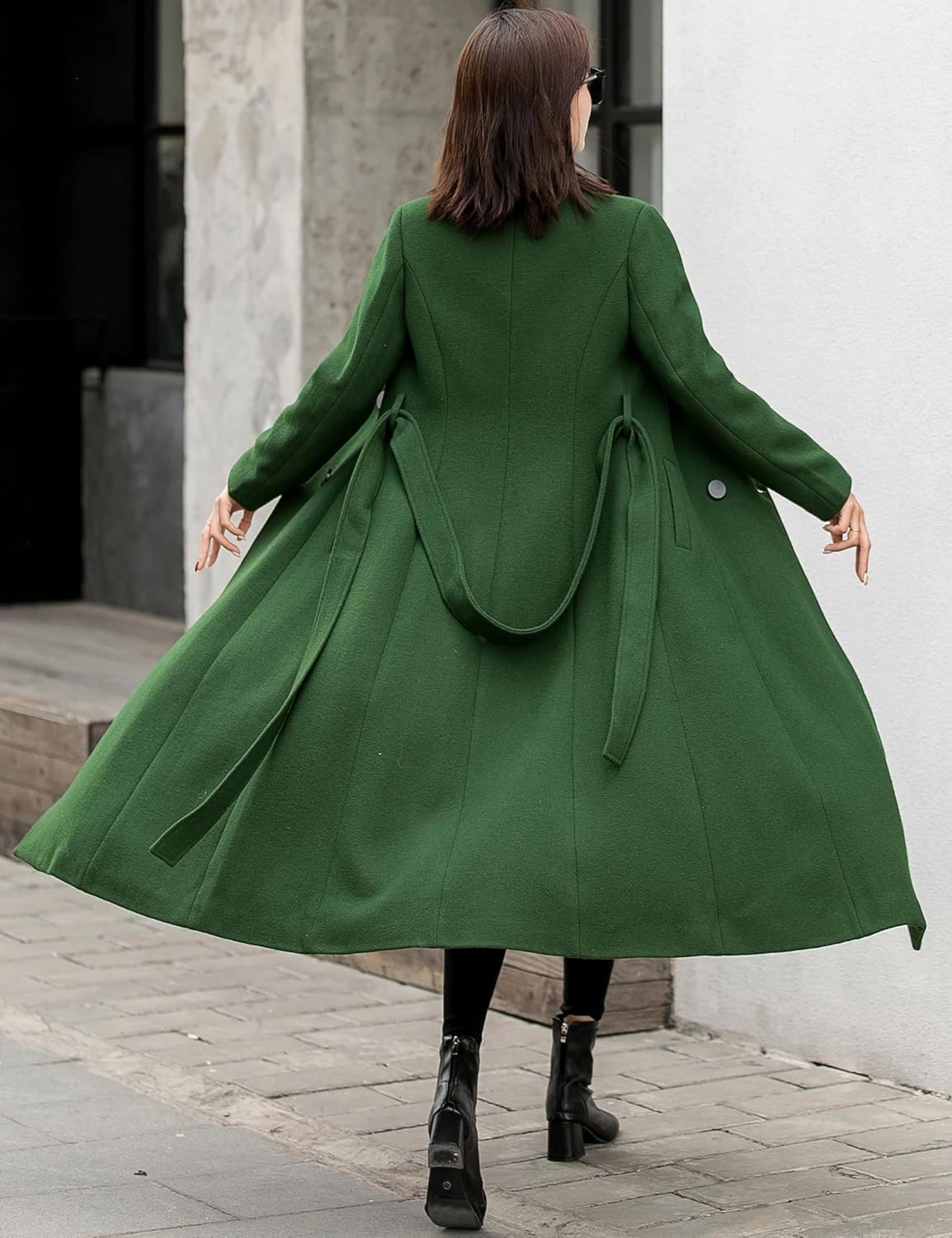 IDEALSANXUN Womens Long Wool Coats Fall Winter Double Breasted Trench Coat Peacoat Dressy Jackets - Image 4