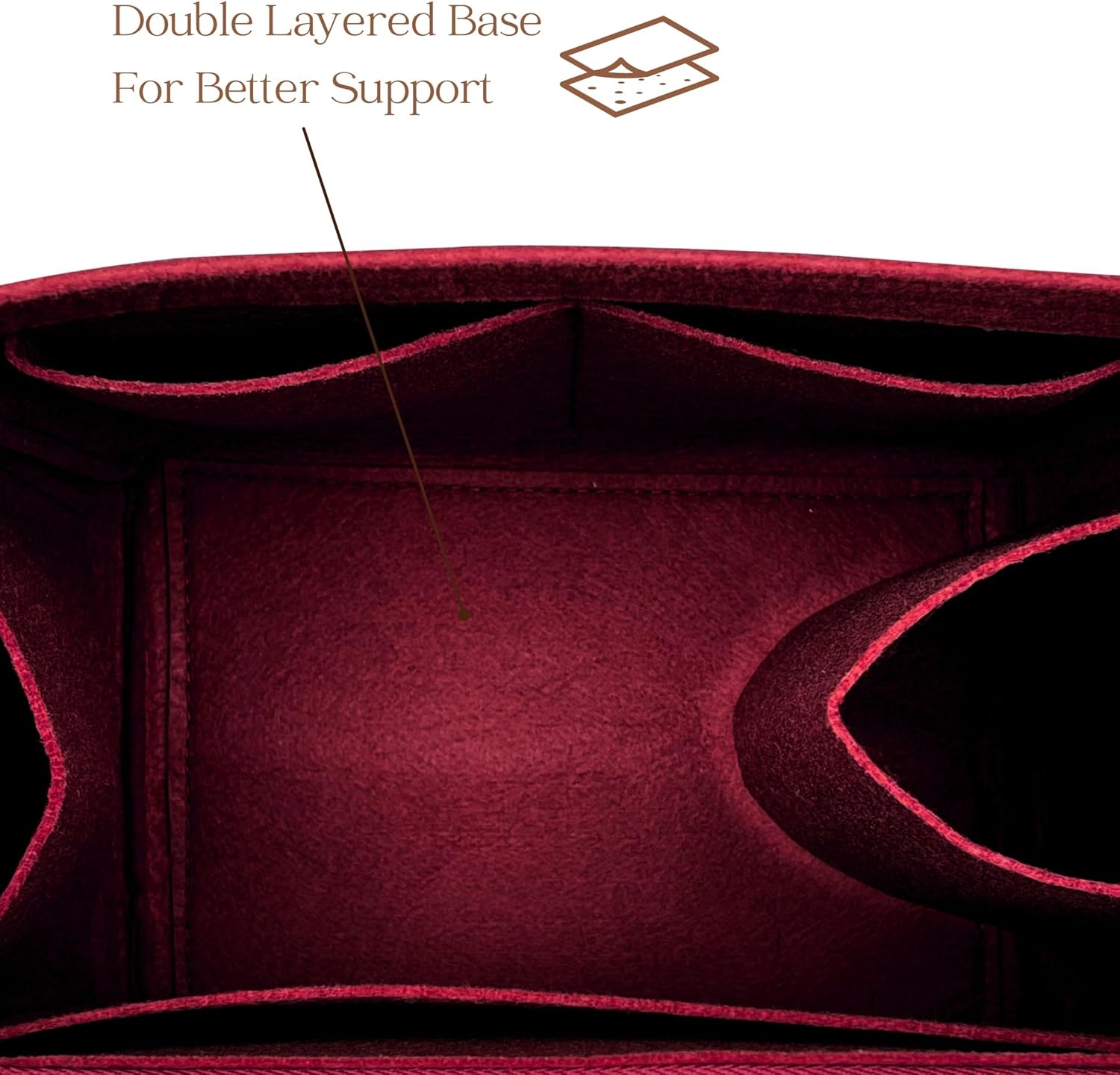 Organizer for All In BB | GM, Handmade Felt Bag Insert, 31 Colors (BB, Burgundy)