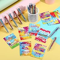 Vista 4 de Teling 24 bolígrafos de teñido anudado y bloc de notas de 5 pulgadas, 12 bolígrafos de tinta negra, 12 bonitos bloc de notas, recuerdos de fiesta