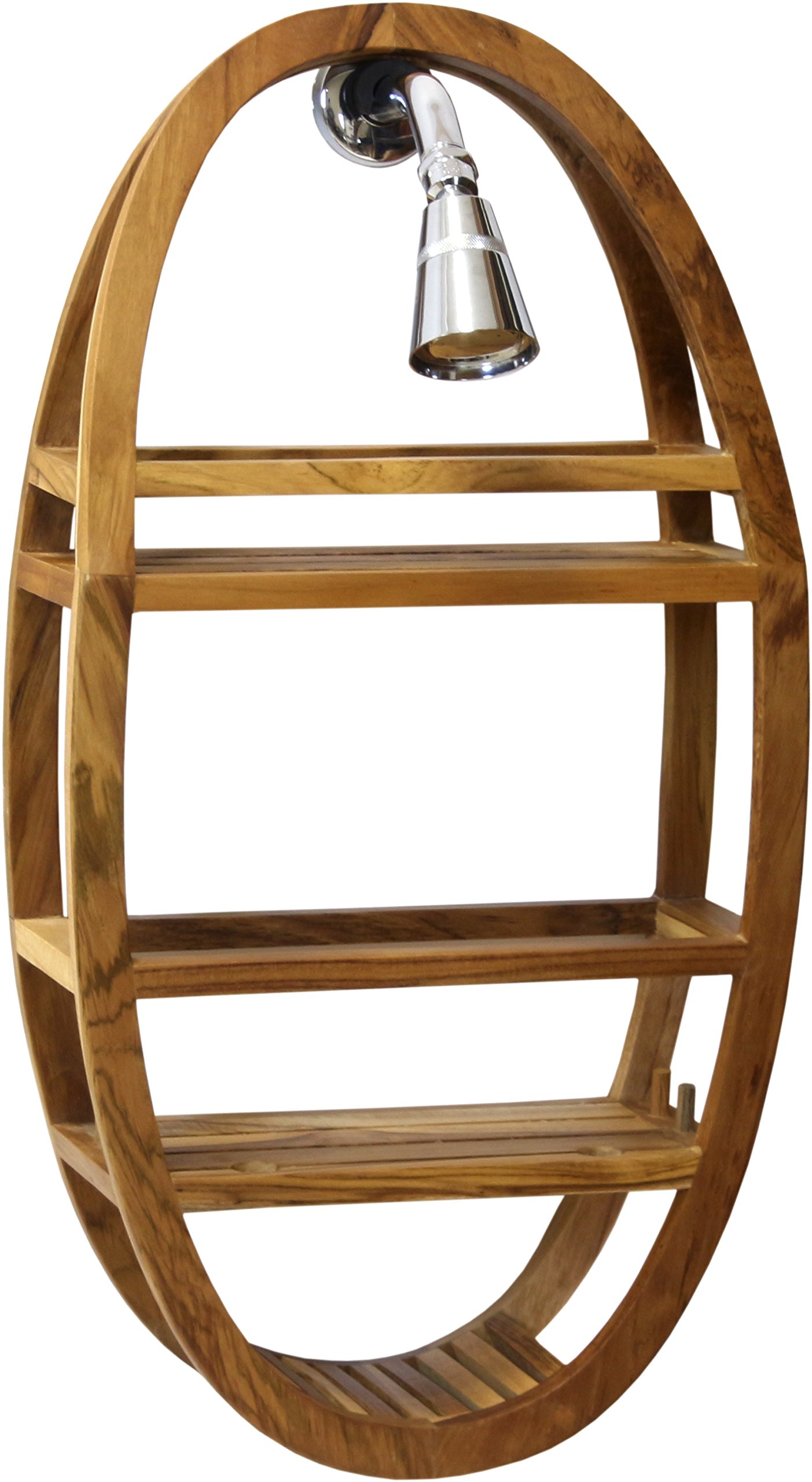 AquaTeak Patented Moa Shield Oval Teak Shower Organizer
