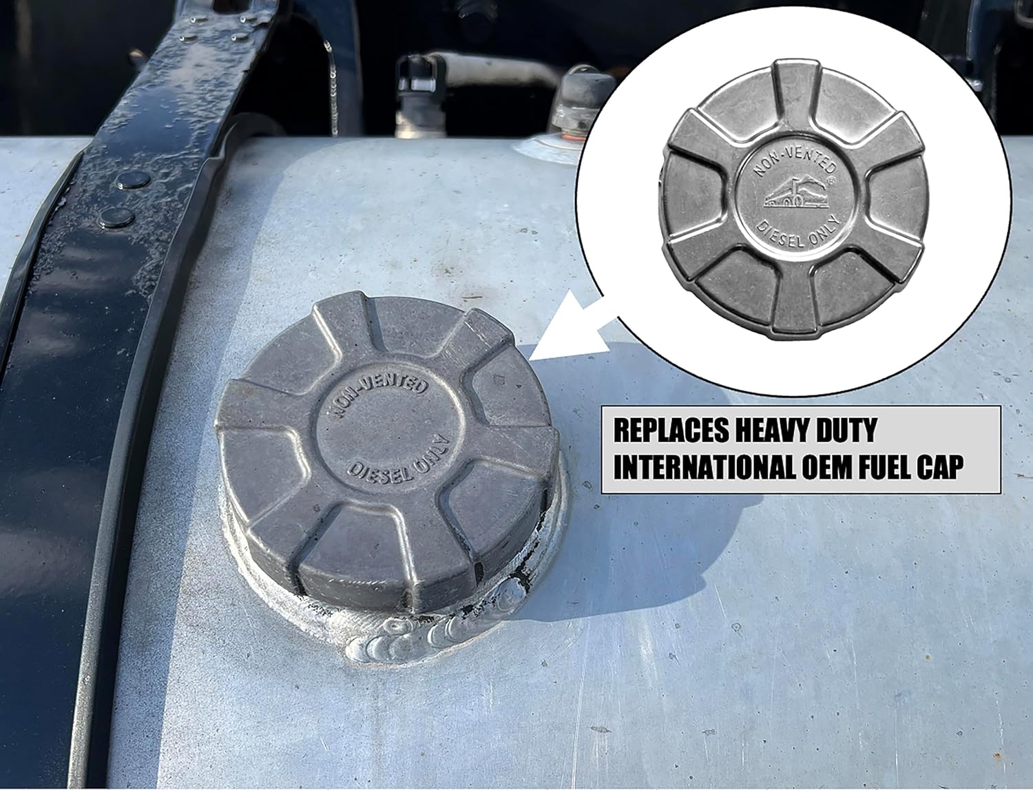 3 1/2” Nominal Non-Locking Aluminum Diesel Fuel Cap for Select Internationals