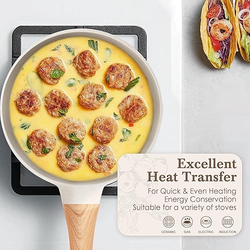 Miniatura 5 de Sartenes antiadherentes  Juego de sartenes de granito antiadherente con tapa, sartén para huevos, tortillas para cocinar, juego de sartenes de