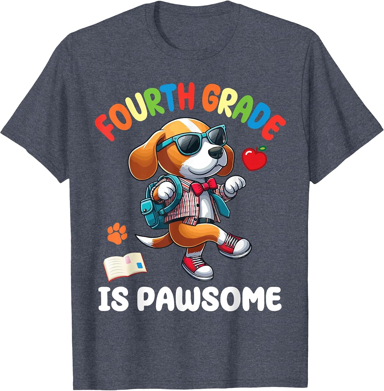 Cute Dog with Backpack School Vibes Fourth Grade is Pawsome T-Shirt image 3