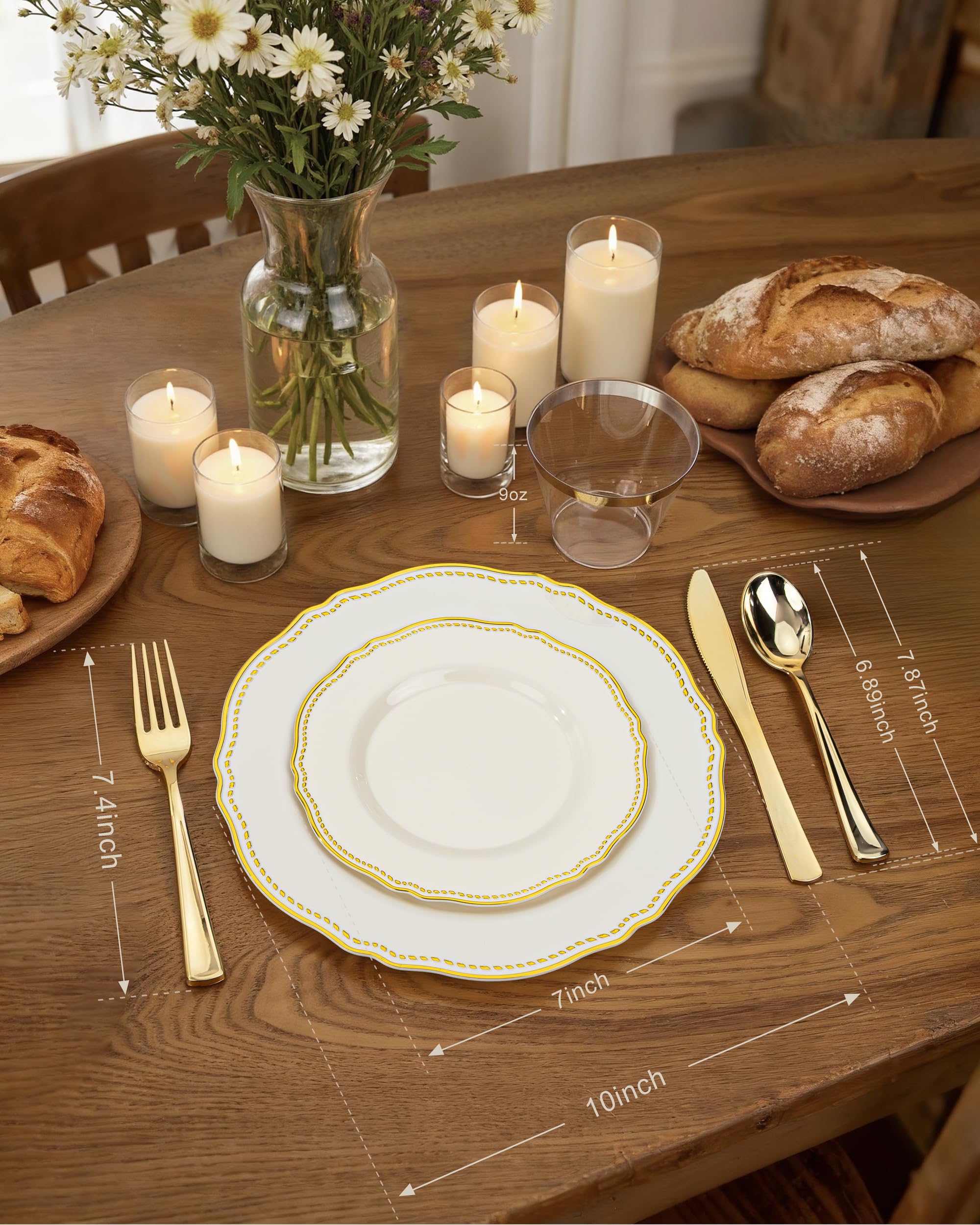 Ivory Gold Plates for Weddings & Parties -3