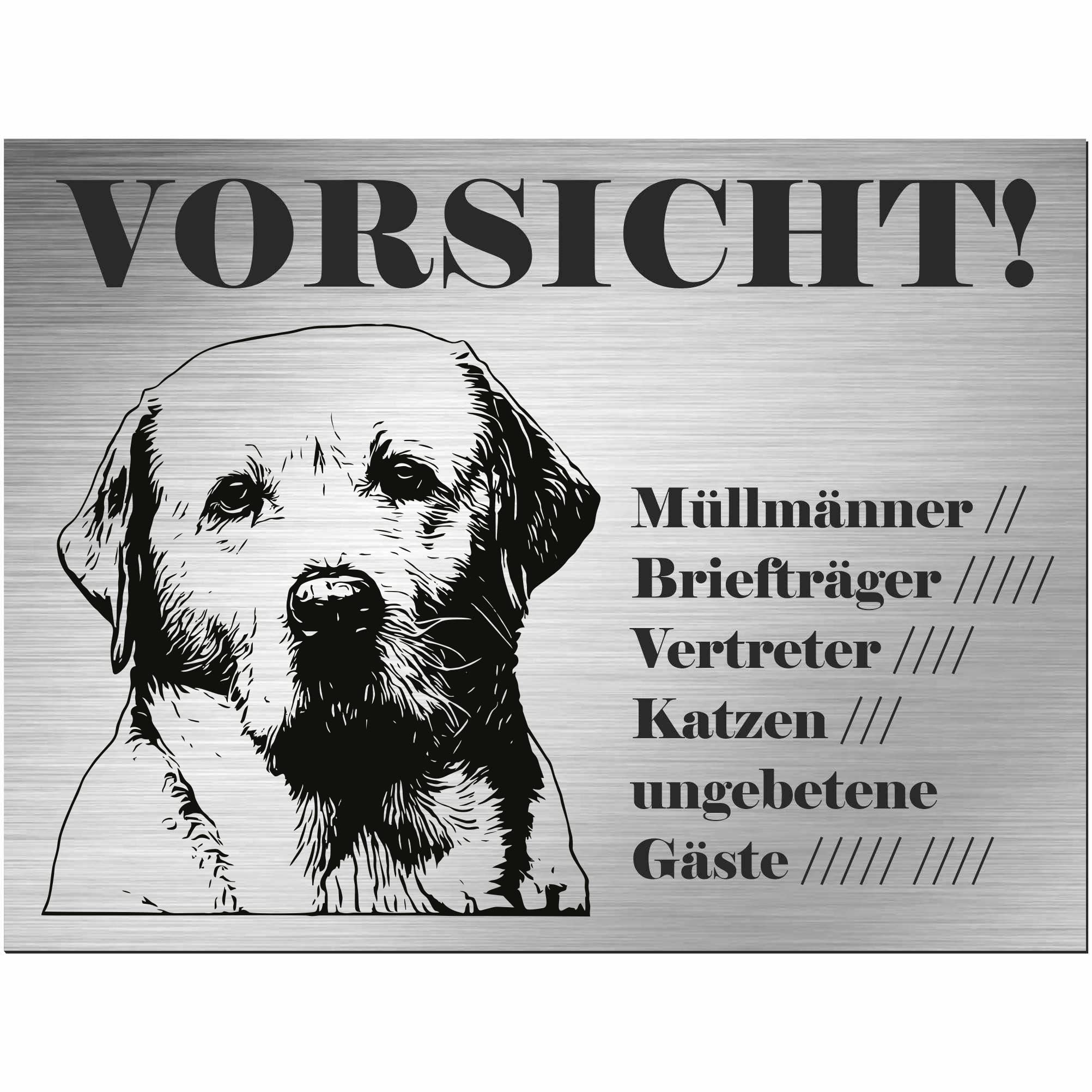 Plaque aspect acier inoxydable Labrador finition premium pour porte et clôture