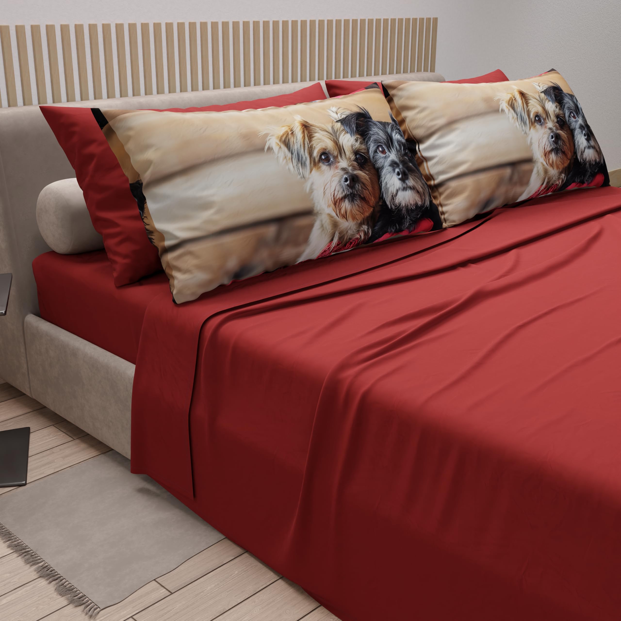 PETTI Artigiani Italiani, Animal Bed Linen with Dogs in Cotton with Pillowcases in Digital Print, Single Bed Sheet - Image 2