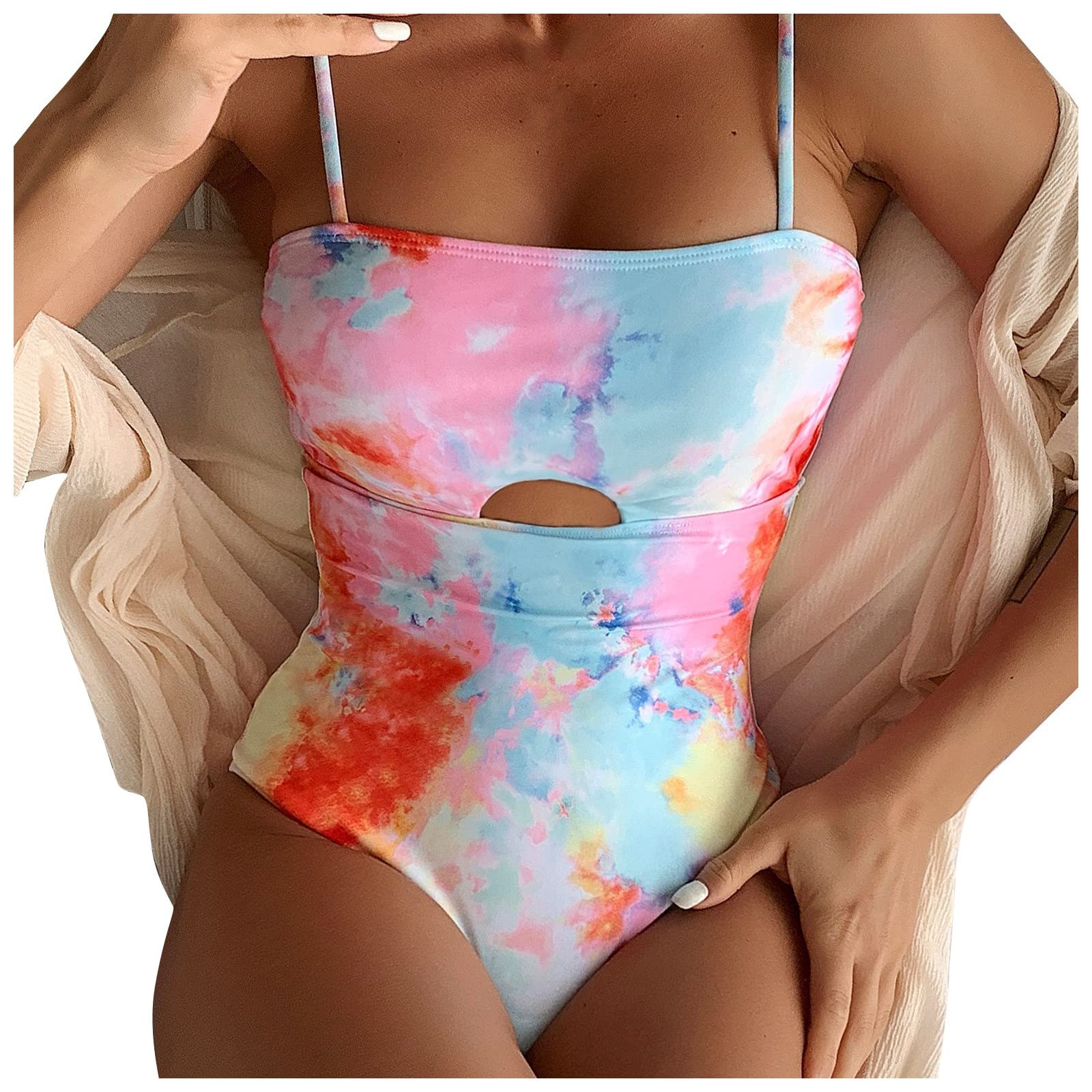 Women's Tie-Dye One-Piece Swimsuit Bikini Multicoloured Sexy Swimsuit
