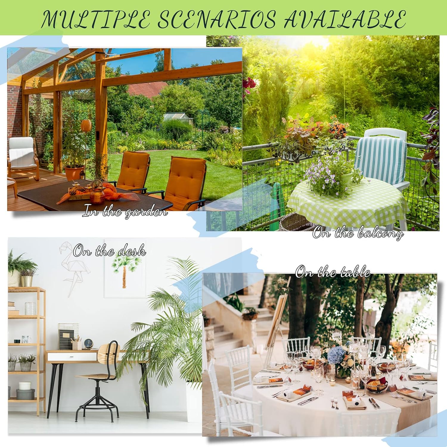 Pinkunn 4 Sets Artificial Flower Plants in Pots Fake Daisies in Picket Fence for Outdoors Indoor Spring Summer Decorations for Office Home Window Wedding Decoration(Multicolor)