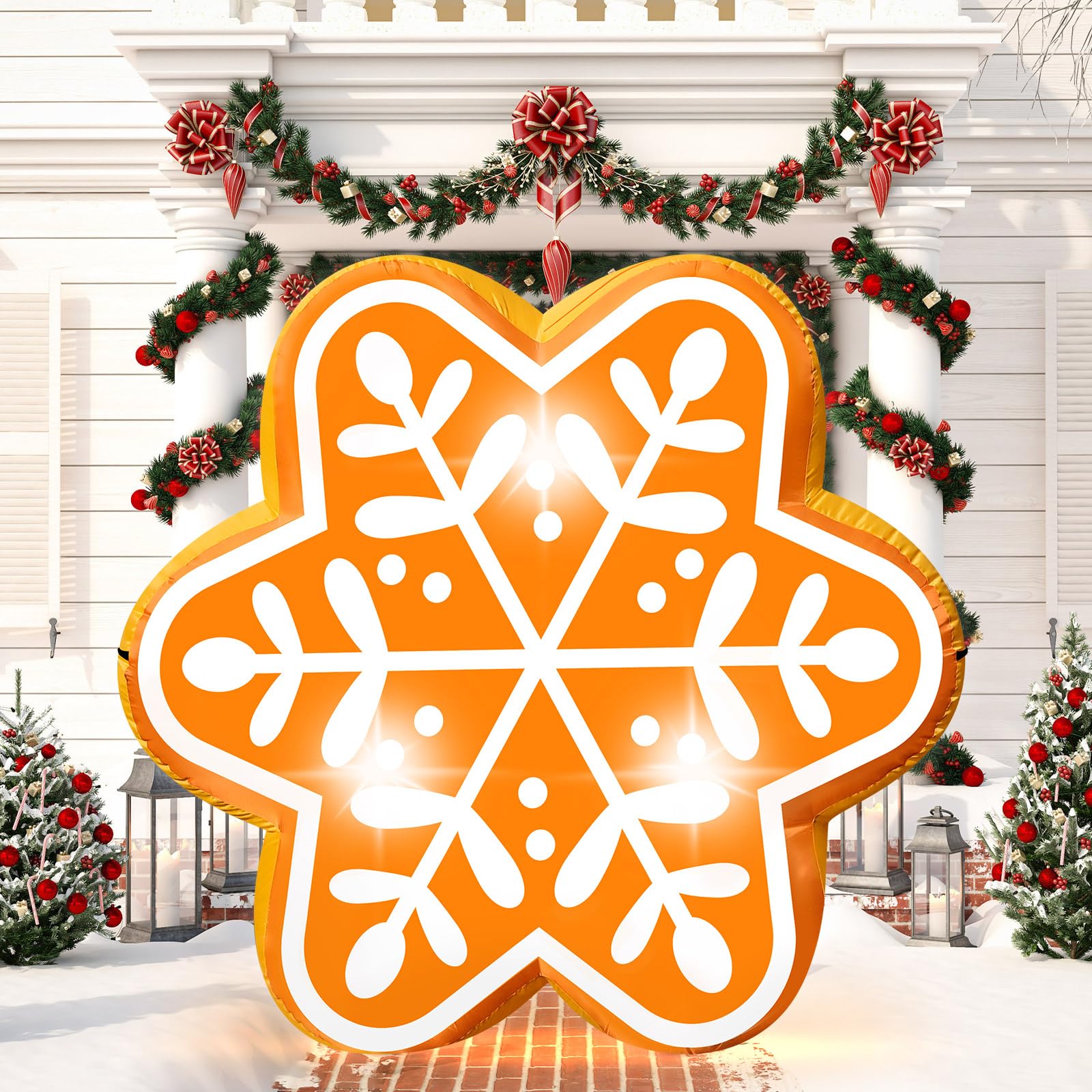 4.6FT Christmas Inflatable Pumpkin Blow-up Build-in 4 LED Lights for Pink Christmas Outdoor Decorations Giant Inflatable Fake Pumpkins for Winter Xmas Party Decor Yard Garden Lawn: Snowflake