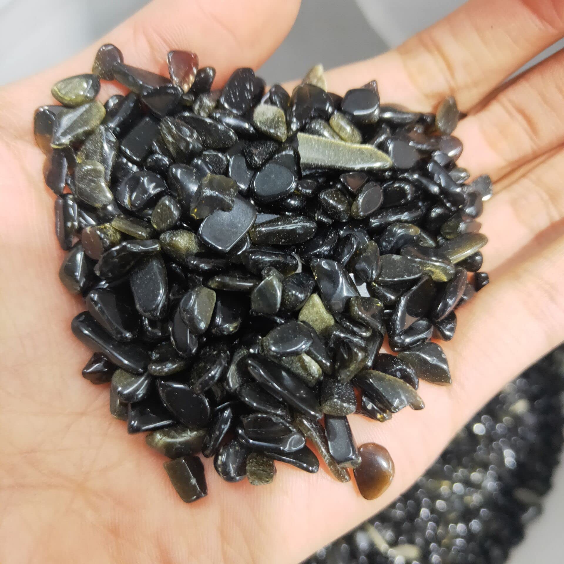 Decoración del hogar, Grava de obsidiana Dorada Natural, Cristales Naturales, peceras y acuarios, decoración del hogar, Piedras Modernas decoración de la habitación (Size : 500g)