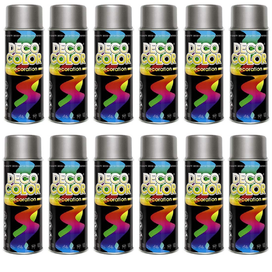 Deco Color Lackspray 12er Sparpack – Mausgrau Glanz RAL 7005, 400 Ml/Dose, Für Innen & Außen